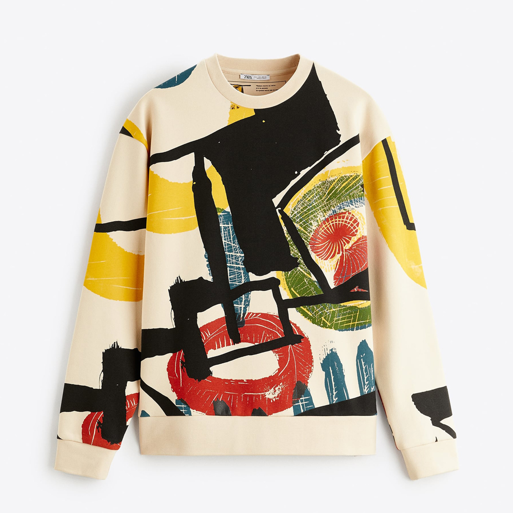 

Свитшот Zara Picasso Graphic, бежевый