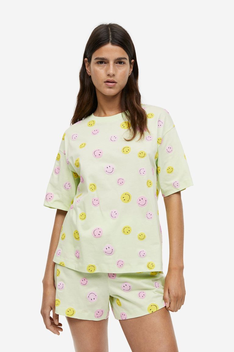 

Пижама из хлопкового джерси H&M, светло-зеленый/smileyworld