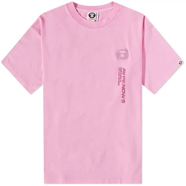 

Футболка Aape Now Washed Silicone Badge Tee, розовый