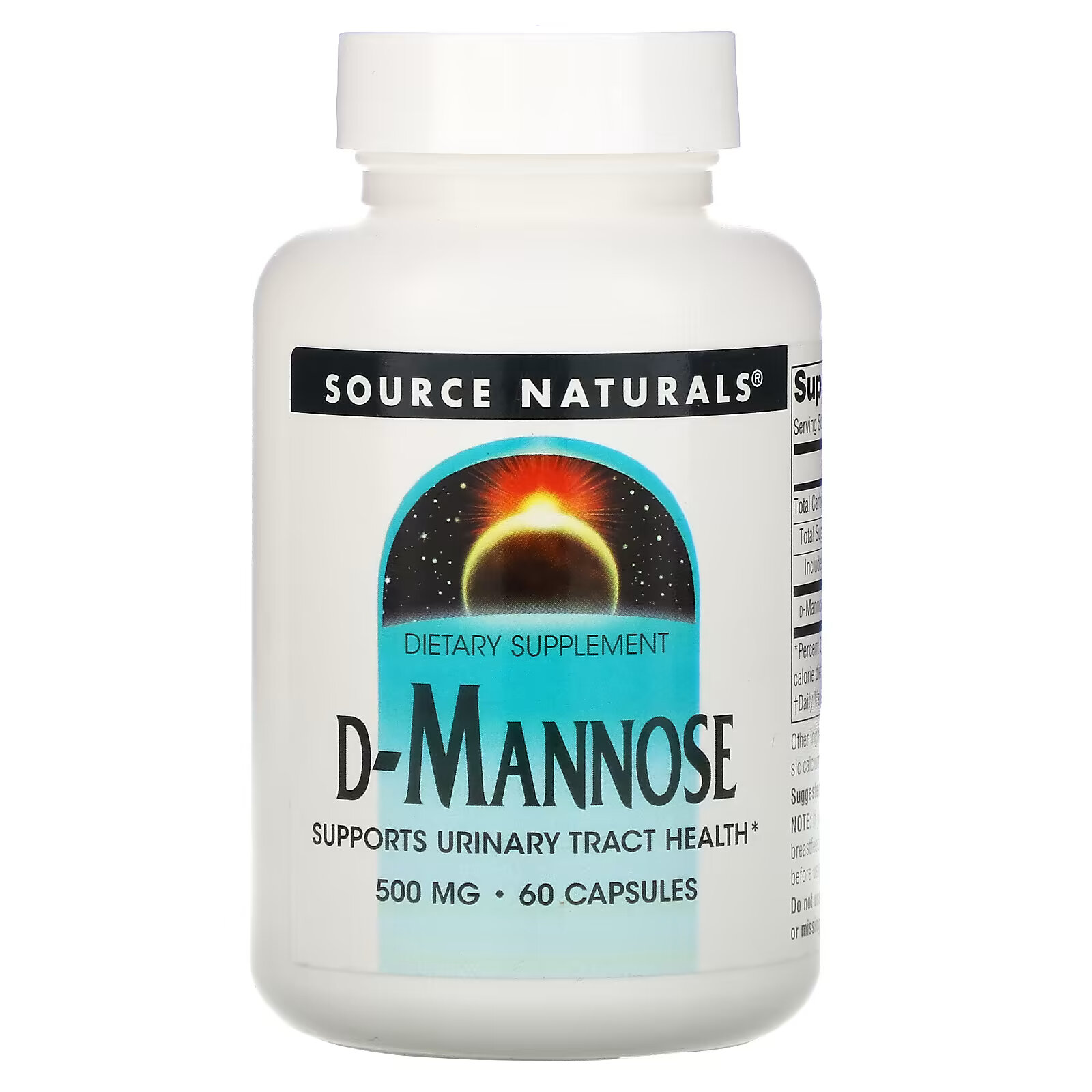 Source Naturals, D-манноза, 500 мг, 60 капсул source naturals ahcc активный гексо состав с биопреном 500 мг 60 капсул