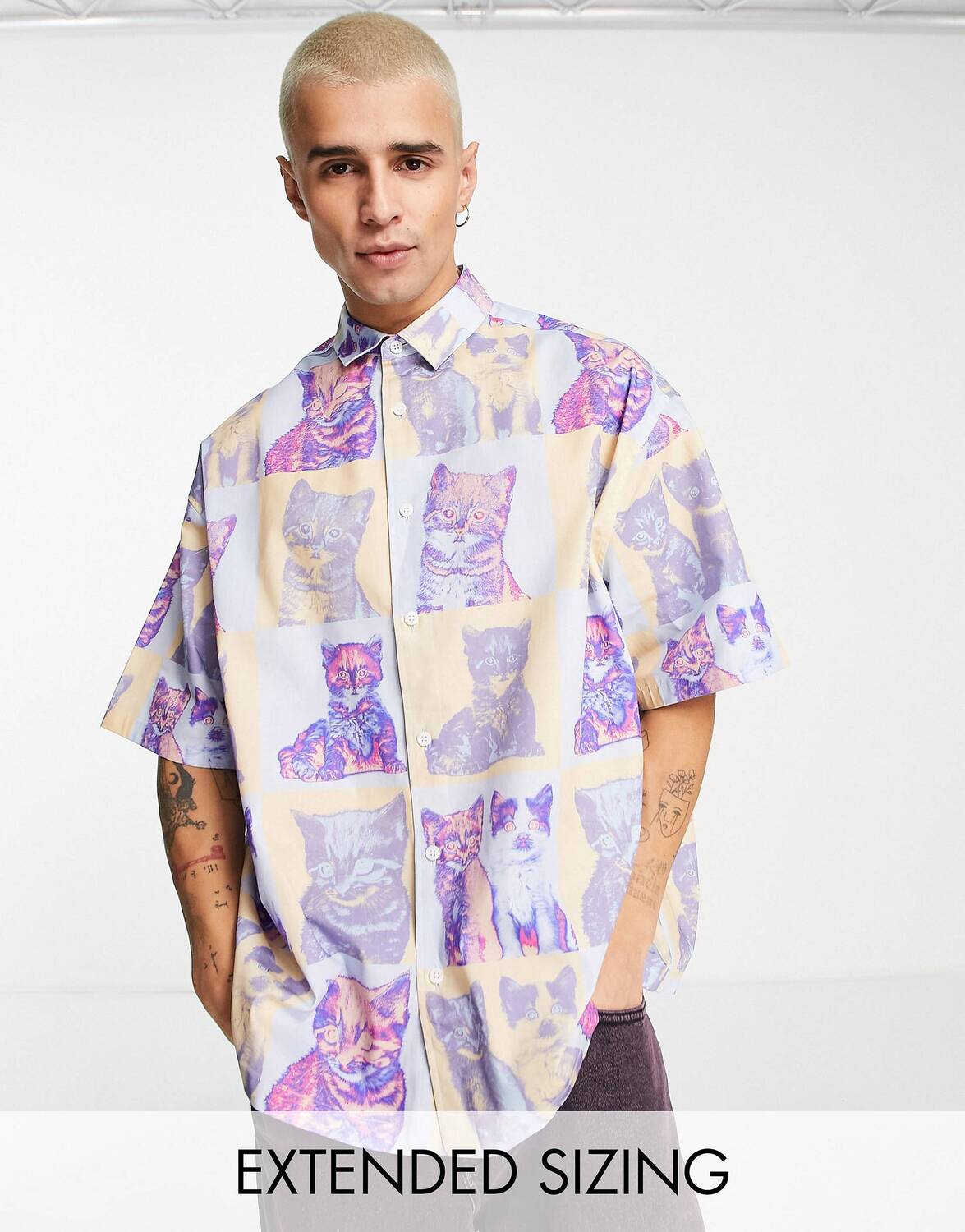 

Рубашка оверсайз свободного кроя с кошачьим принтом ASOS DESIGN