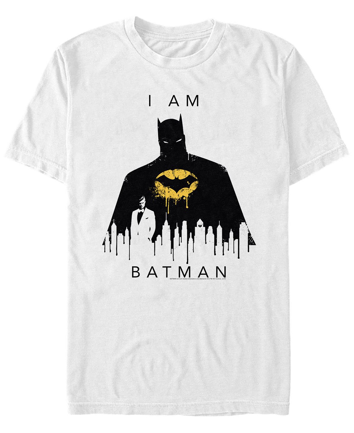 Мужская футболка с коротким рукавом i am batman city silhouette Fifth Sun, белый мужская футболка с коротким рукавом batman haha clown fifth sun