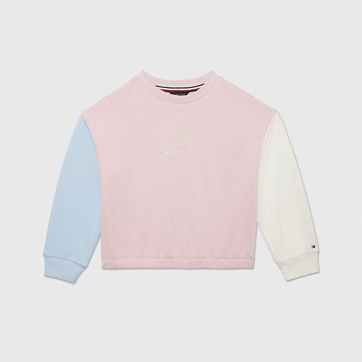 

Свитшот Tommy Hilfiger Kids' Colorblock, розовый/голубой/бежевый