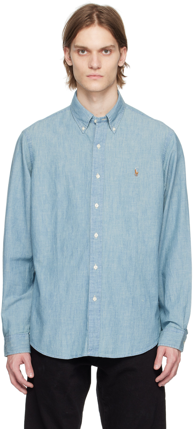 

Синяя рубашка классического кроя Polo Ralph Lauren
