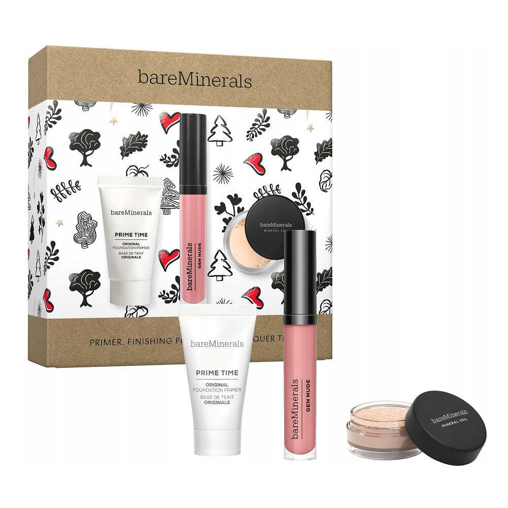 

bareMinerals Набор Primer Finishing Powder & Lip Lacquer Trio Foundation Primer 15 мл + блеск для губ 3,7 мл + минеральная закрепляющая пудра 0,75 г