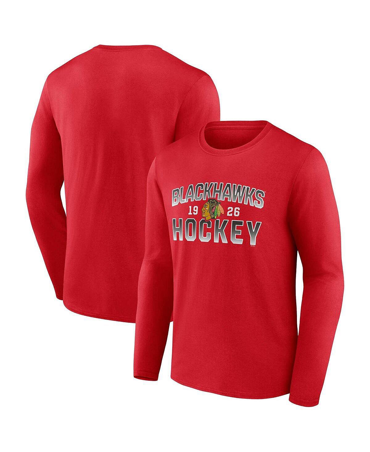 

Мужская фирменная красная футболка с длинным рукавом chicago blackhawks skate or die Fanatics, красный