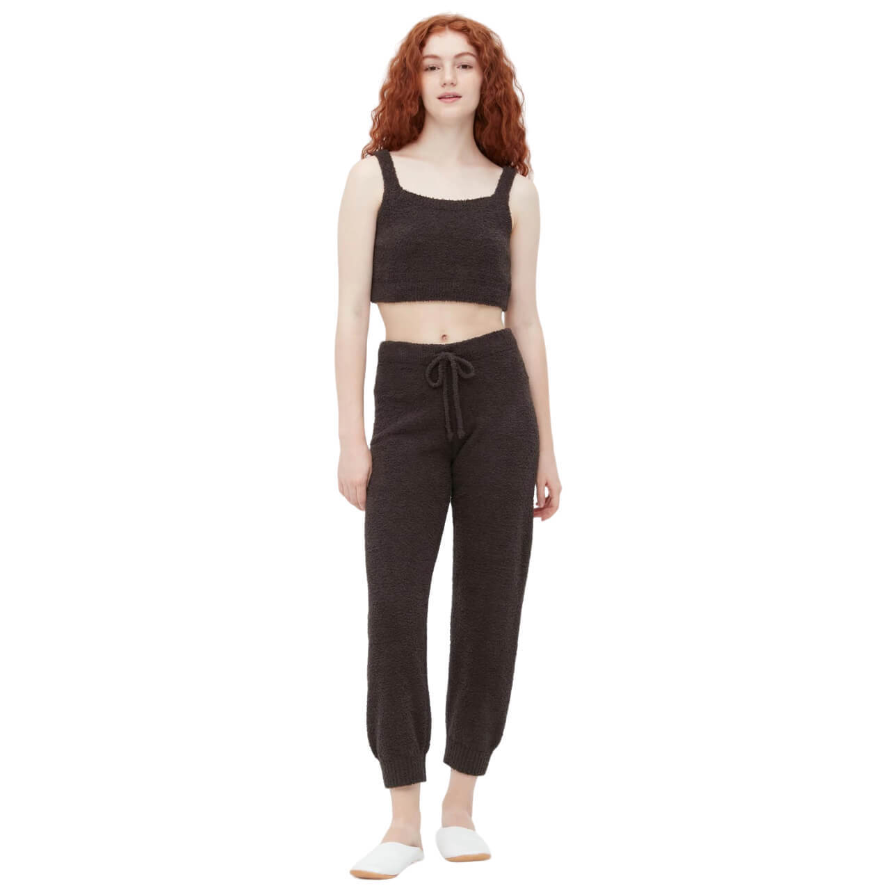 

Топ Uniqlo Soft Fluffy Relaxed Fit Bralette, темно-коричневый