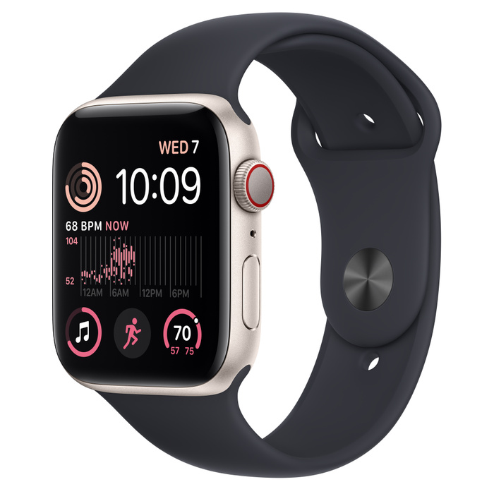 Умные часы Apple Watch Series SE Gen 2 (GPS + Cellular), 40 мм, Starlight Aluminum Case/Midnight Sport Band - M/L умные часы apple watch series se gen 2 gps cellular 40 мм m l midnight
