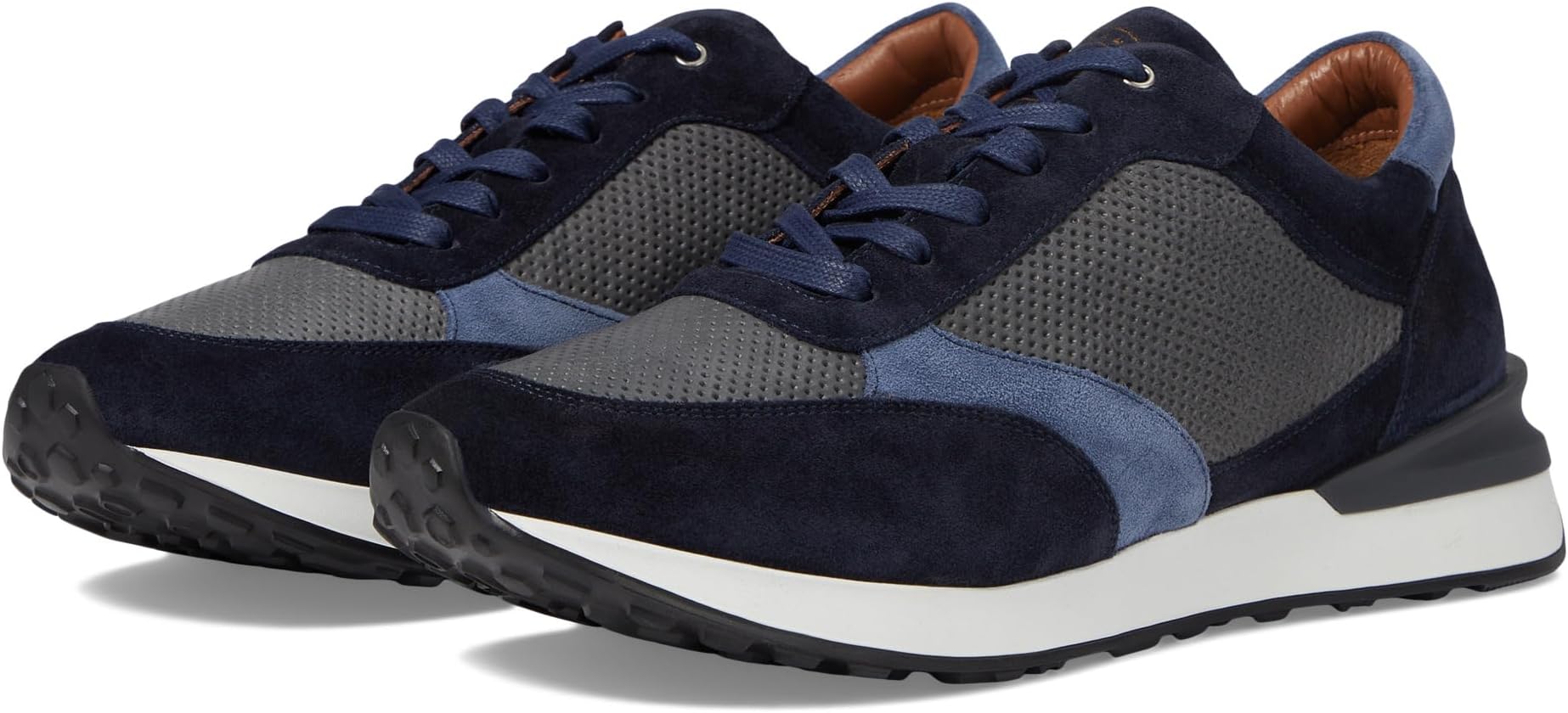 Кроссовки Briggs Perfed Lace-Up Johnston & Murphy Collection, цвет Navy/Gray/Blue Italian Suede
