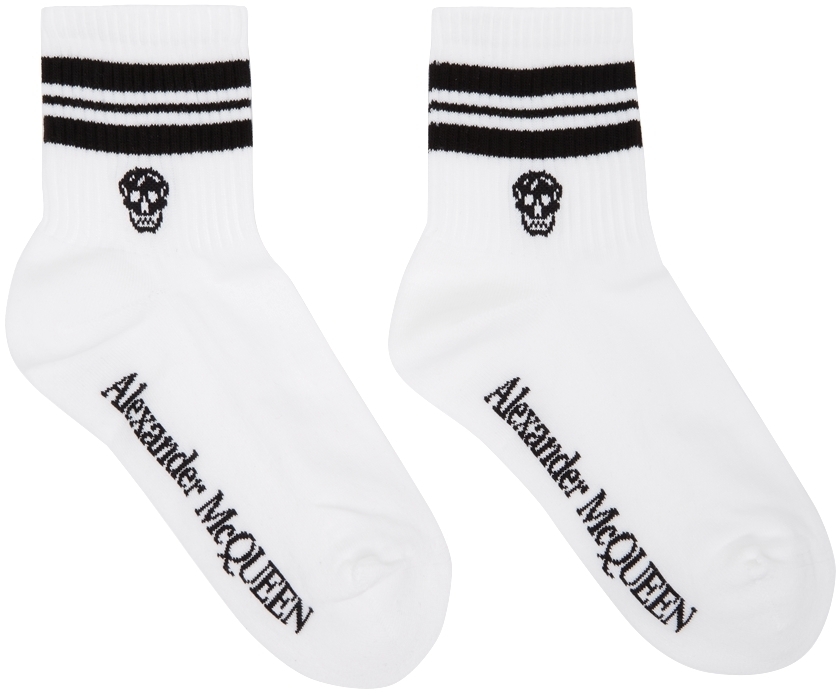 

Спортивные носки с черепом в бело-черную полоску Alexander McQueen