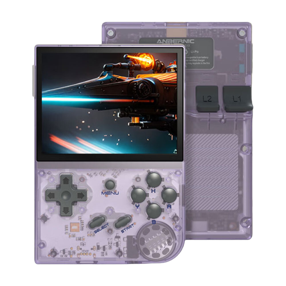 цена Портативная игровая консоль Anbernic RG35XX, 256 МБ/64 ГБ, ARM Cortex-A9, прозрачный фиолетовый