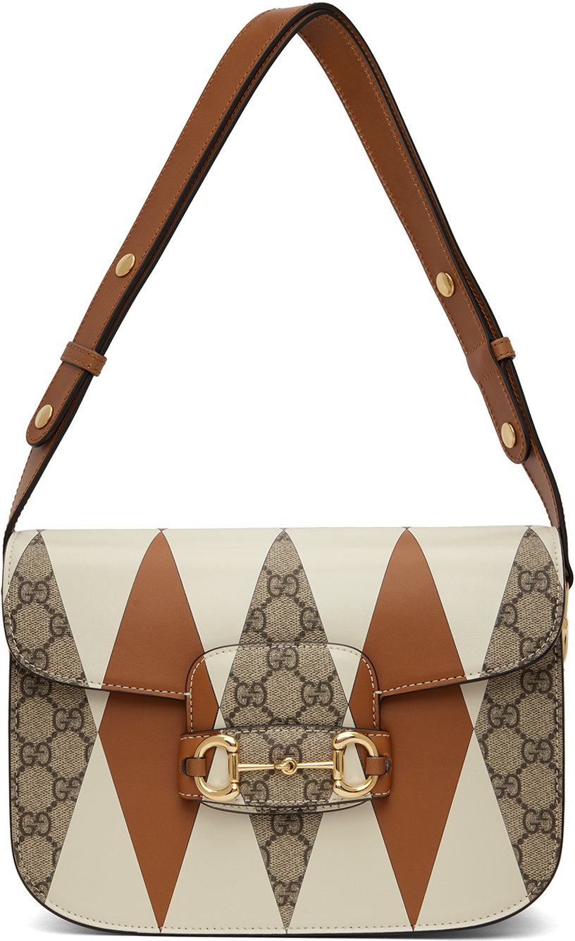 

Маленькая бежево-коричневая сумка Horsebit 1955 Gucci