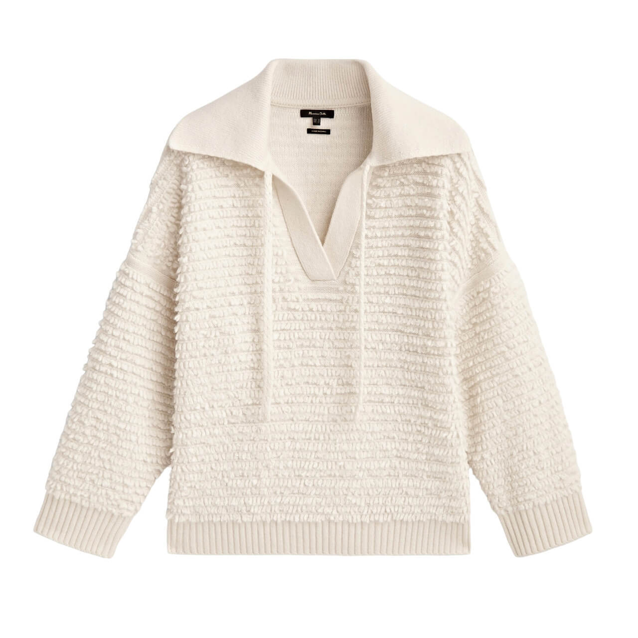 

Свитер Massimo Dutti Polo Collar Boucle Knit, бежевый