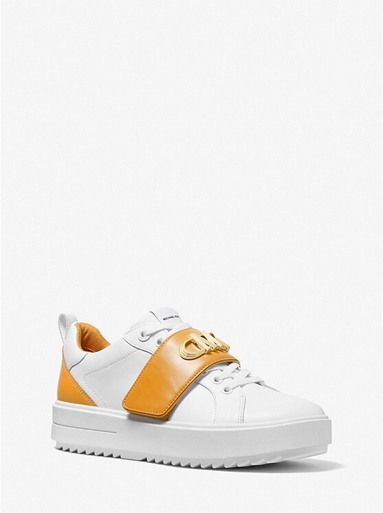 

Кроссовки Michael Michael Kors emmett two-tone logo embellished leather, белый/золотой