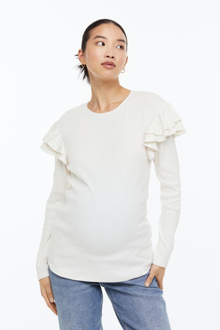 

МАМА Топ с оборками H&M, белый