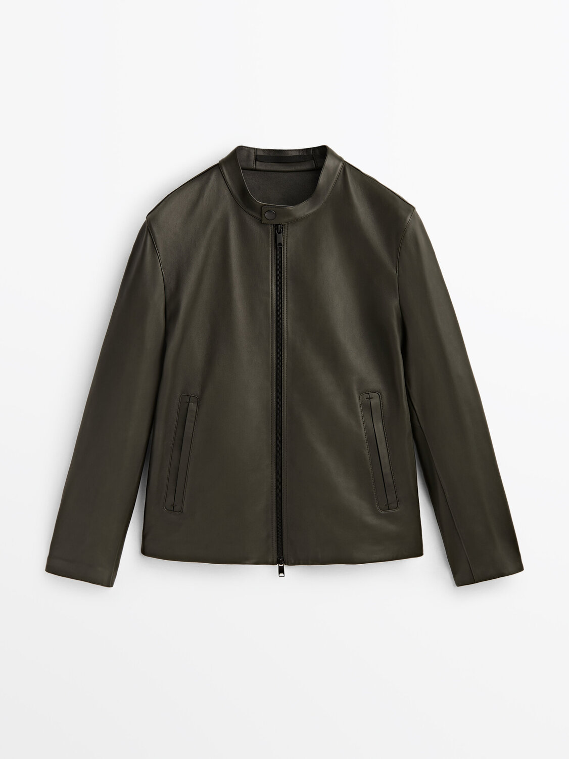 

Куртка Massimo Dutti Studio Nappa Leather, темно-зеленый