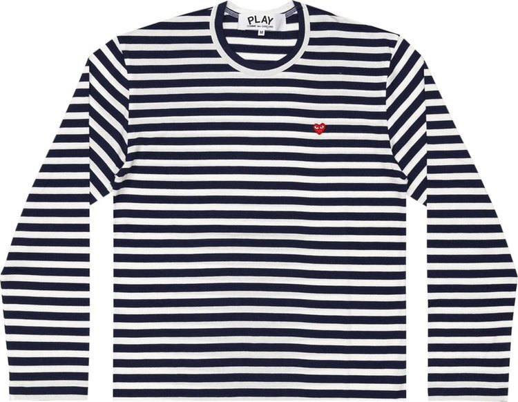 

Футболка Comme des Garçons PLAY Striped Small Heart Long-Sleeve T-Shirt 'Navy/White', синий