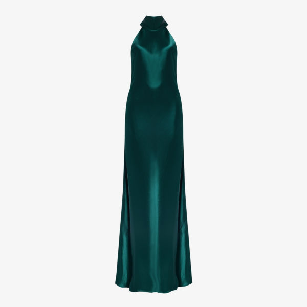 Атласное платье миди Sienna с воротником-халтером Galvan London, цвет pine
