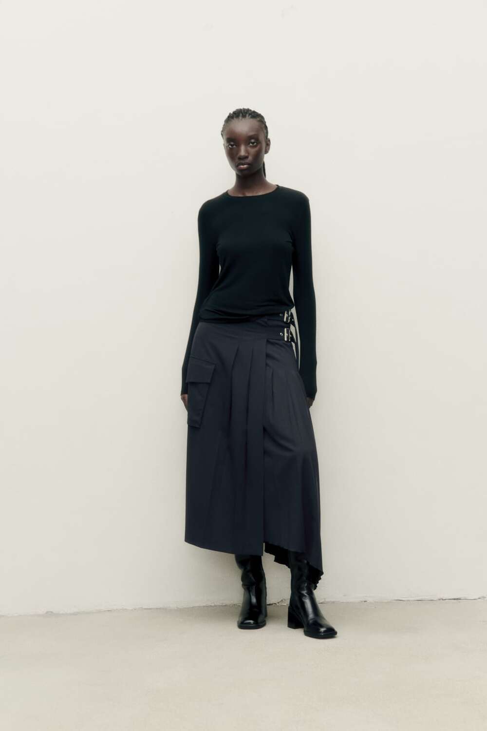 

Футболка из смесовой шерсти ZARA, черный