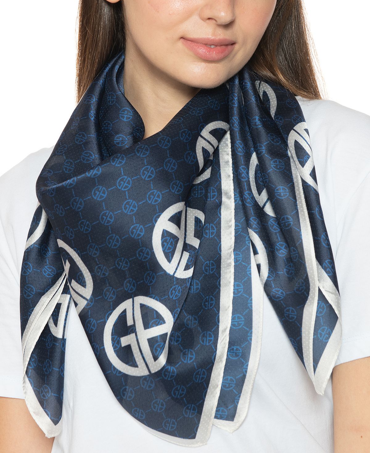 Женский шелковый квадратный шарф с фирменным логотипом Giani Bernini
