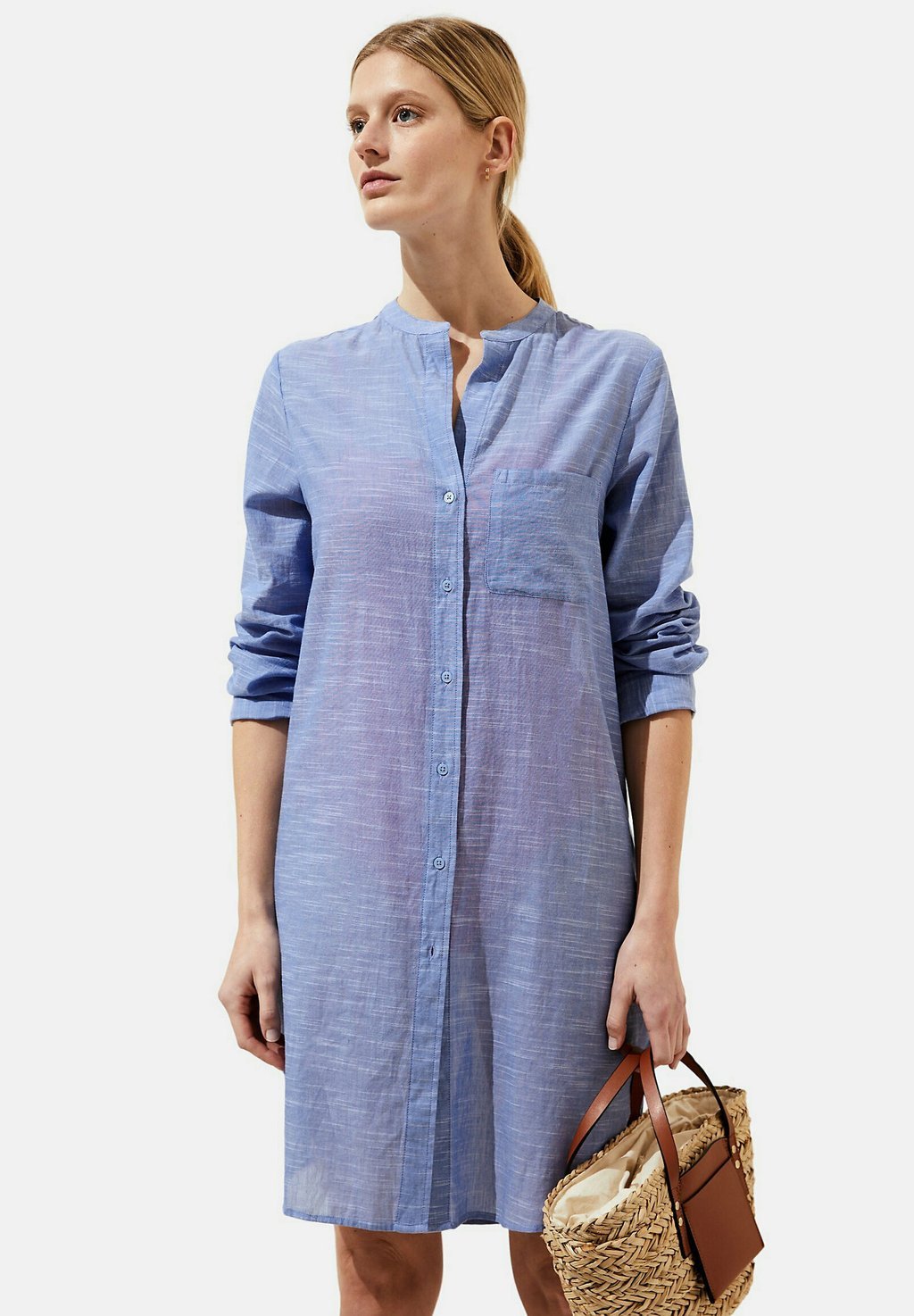 

Пляжный аксессуар Pure Cotton Collarless Beach Cover Up Shirt Marks & Spencer, цвет chambray