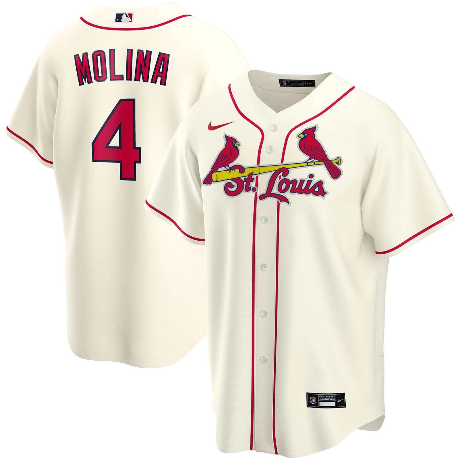 

Мужская футболка Yadier Molina Cream St. Louis Cardinals Alternate 2020 Replica Player Jersey Nike