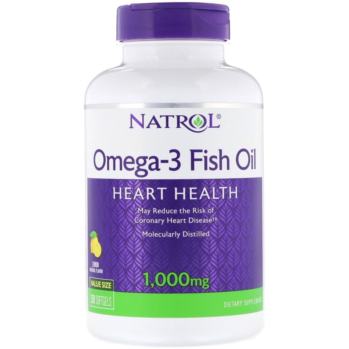 

Биологически активная добавка Natrol Omega-3 Fish Oil DHA EPA 1000 мг 150 мягких капсул со вкусом лимона
