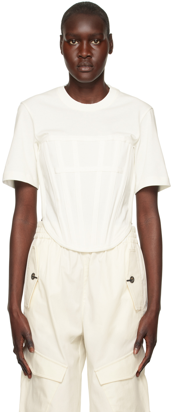 

Белая футболка с корсетом Dion Lee, Белый