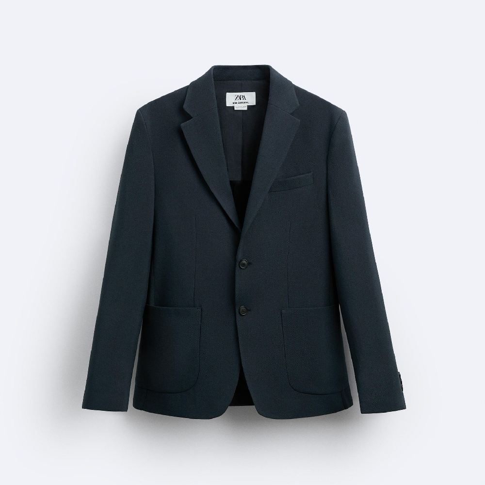 Пиджак Zara 100% Wool, темно-синий пиджак zara размер xl синий