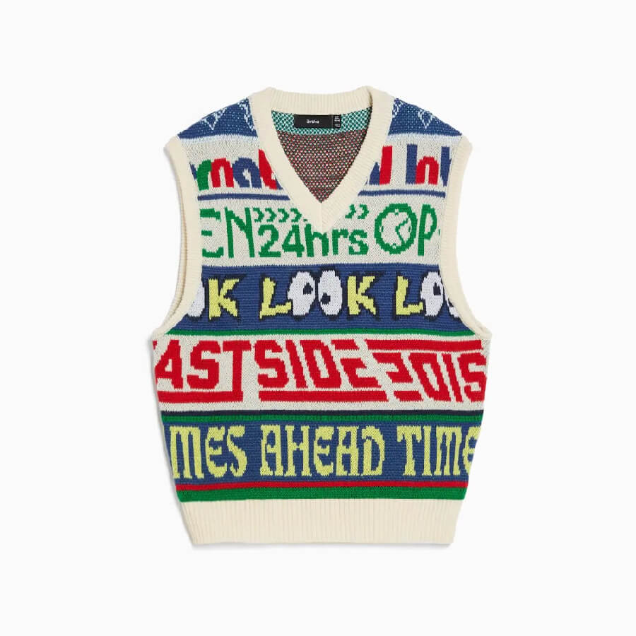 

Жилет Intarsia Bershka V-neck Knit, кремовый