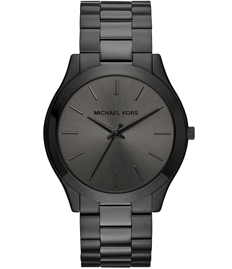 Michael Kors Slim Runway Черные аналоговые часы-браслет, черный часы наручные michael kors slim runway черный