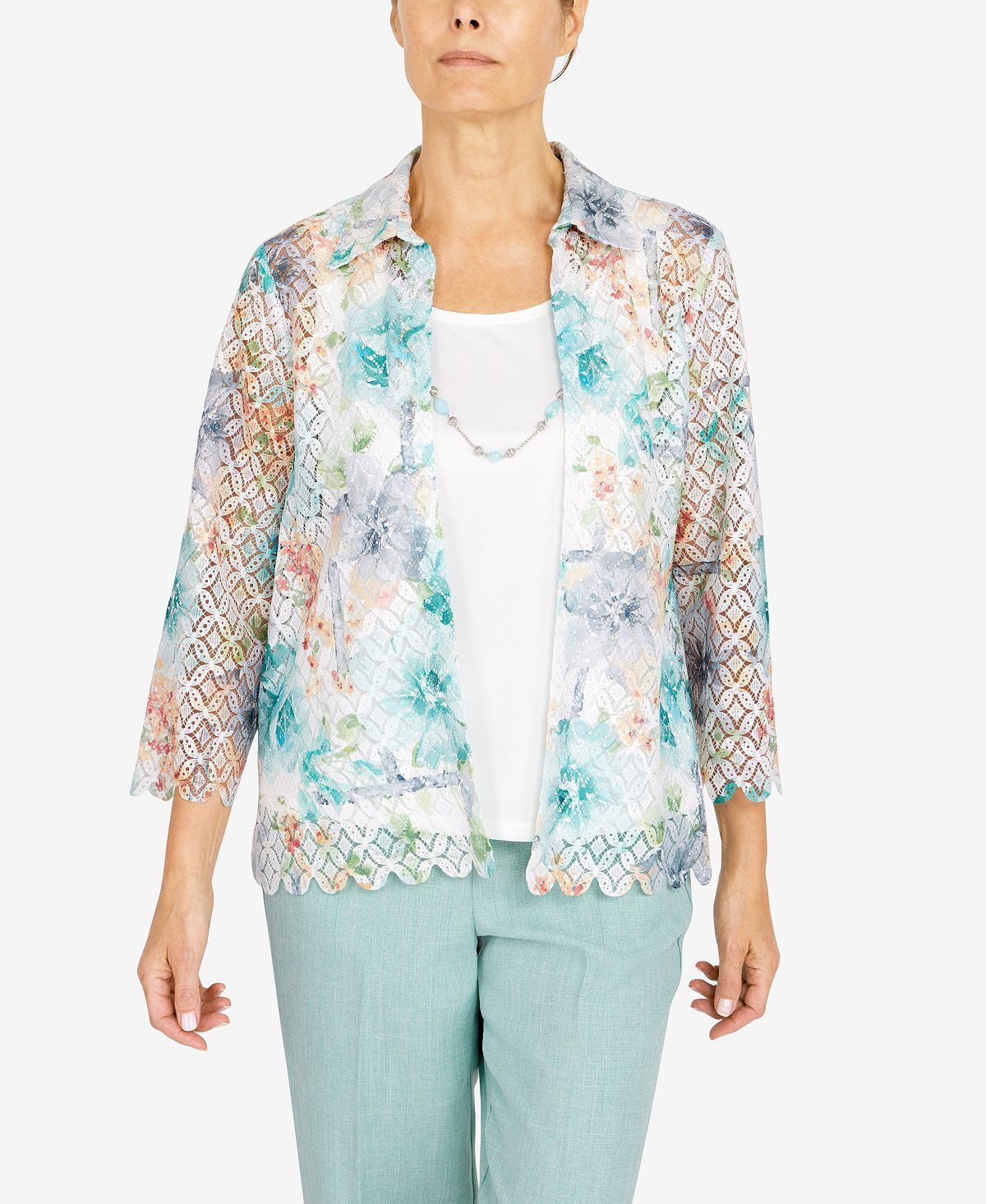 

Верх petite lady like lace с цветочным принтом two for one Alfred Dunner, мульти