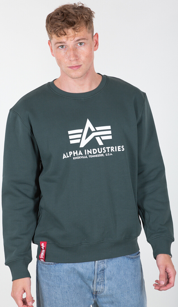 

Толстовка Alpha Industries Basic, зелено-белая
