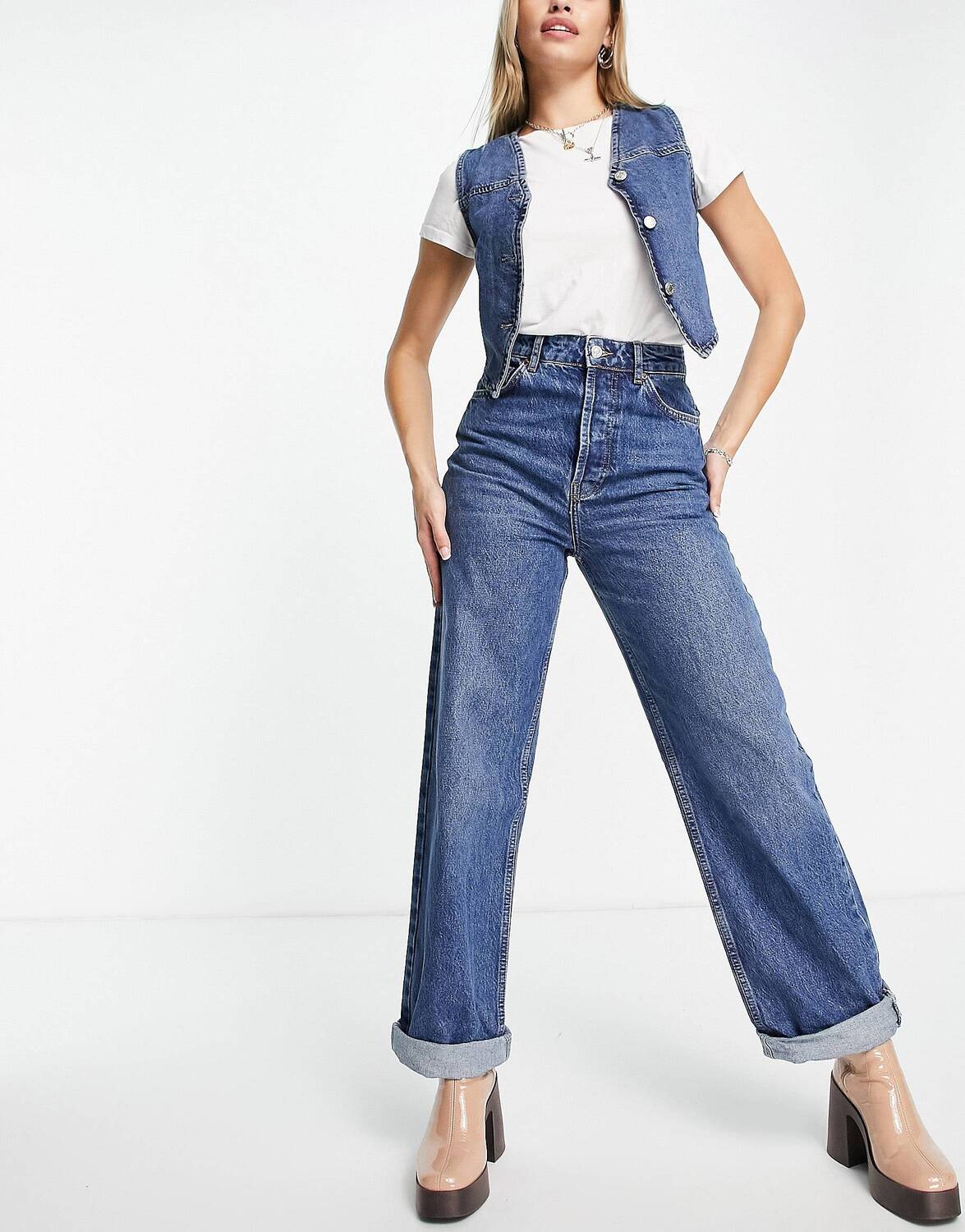 

Синие джинсы оверсайз Mom Topshop one