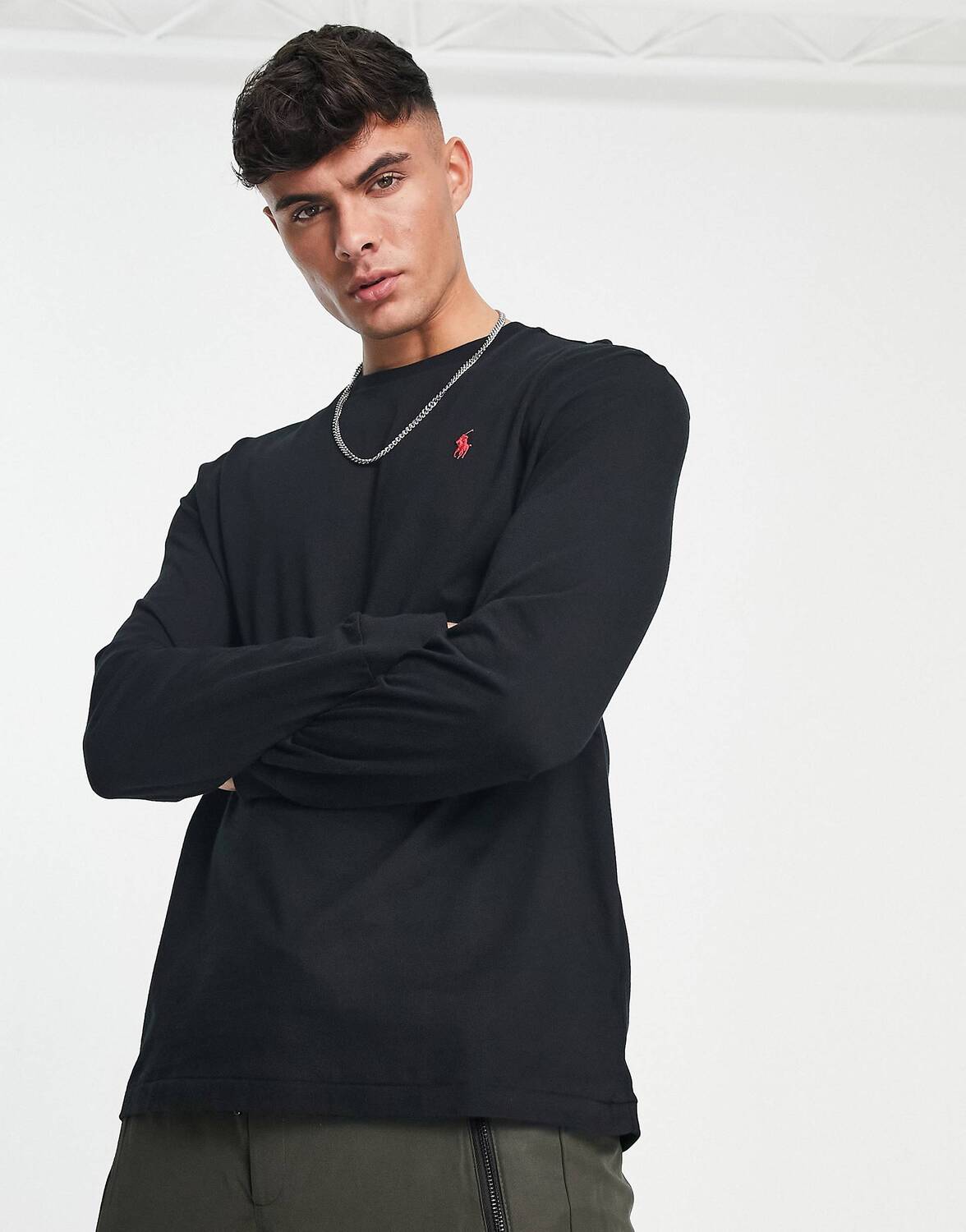 

Классический свободный крой с длинным рукавом и логотипом Polo Ralph Lauren черного цвета