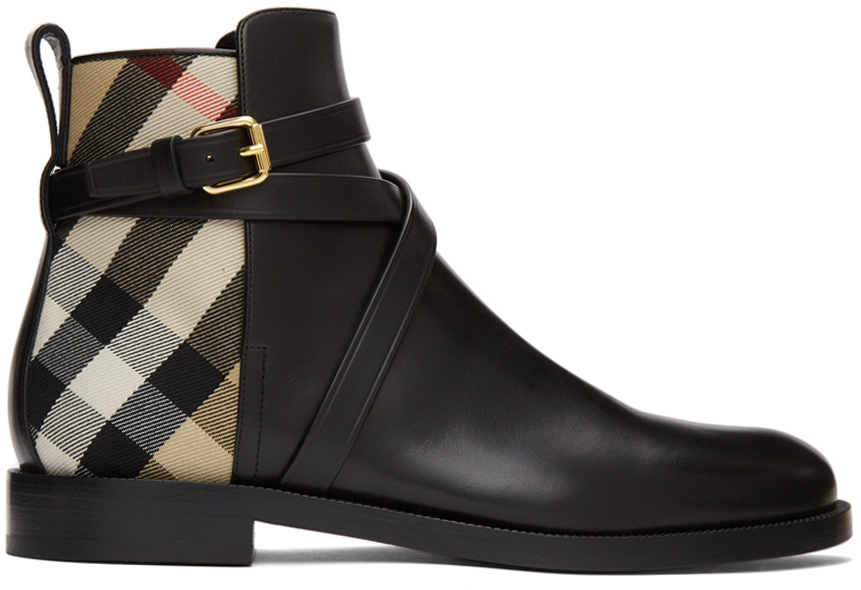 

Черно-бежевые ботильоны Pryle Burberry, Черный