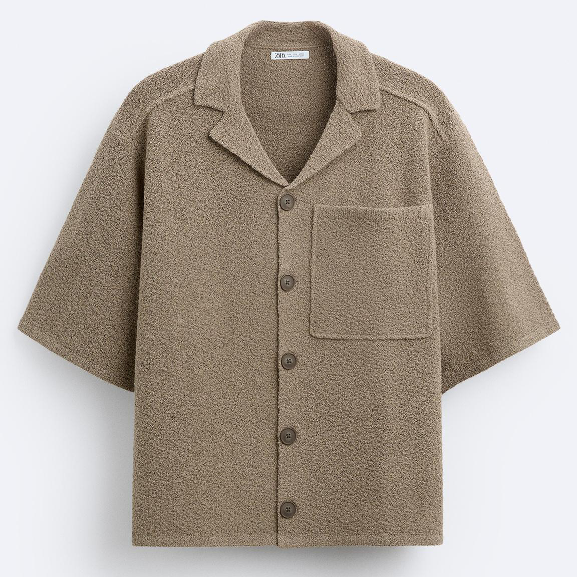 Рубашка Zara Boucle Knit, светло-коричневый