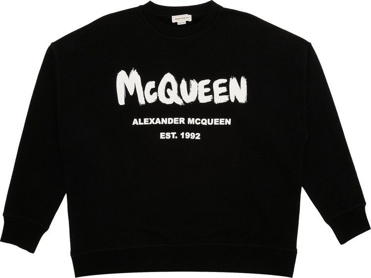 

Толстовка Alexander McQueen Graffiti Sweatshirt 'Black/White', черный