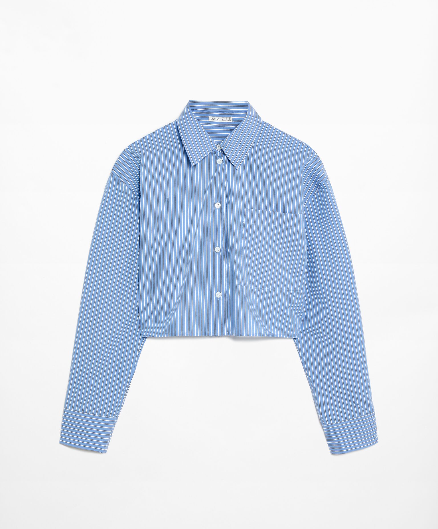 Рубашка Oysho Striped, голубой рубашка укороченная с длинными рукавами s розовый