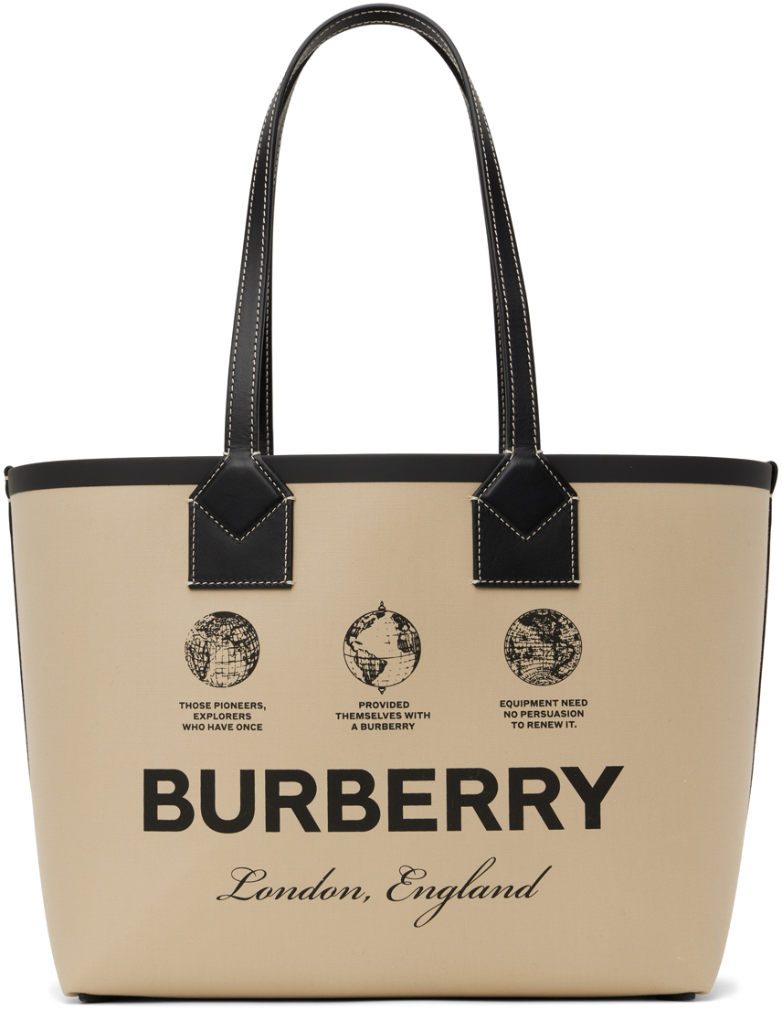 

Бежевая маленькая объемная сумка с короткими ручками London Burberry