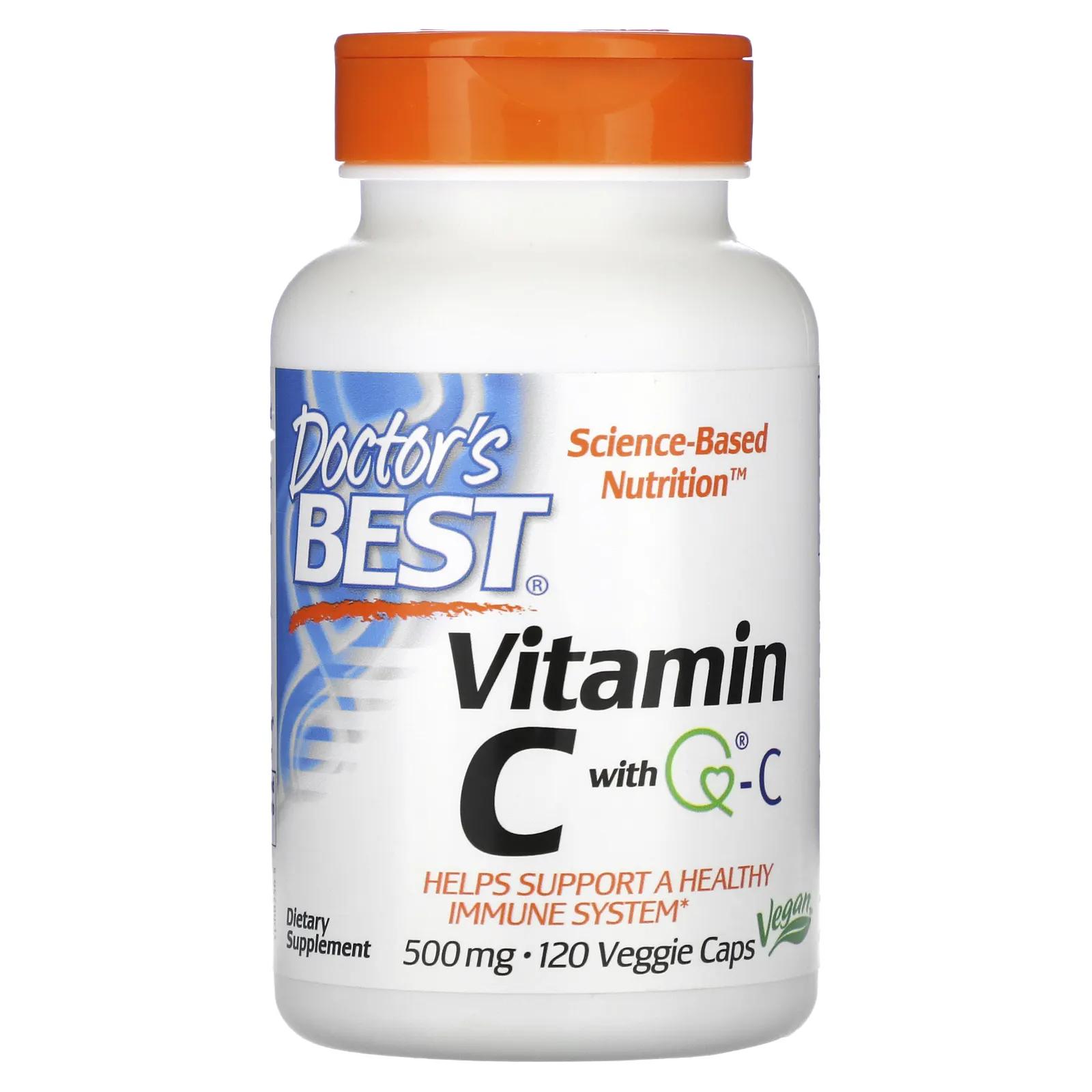 Doctor's Best Витамин C с Quali-C 500 мг 120 вегетарианских капсул витамин c с q c doctor s best 500 мг 120 капсул