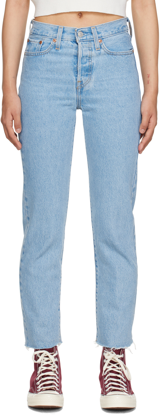 

Синие джинсы прямого кроя на танкетке Levi's