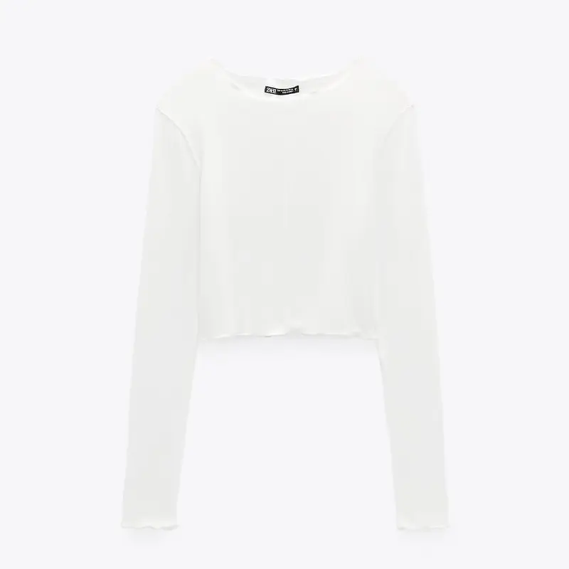 

Лонгслив Zara Viscose, желтовато-белый
