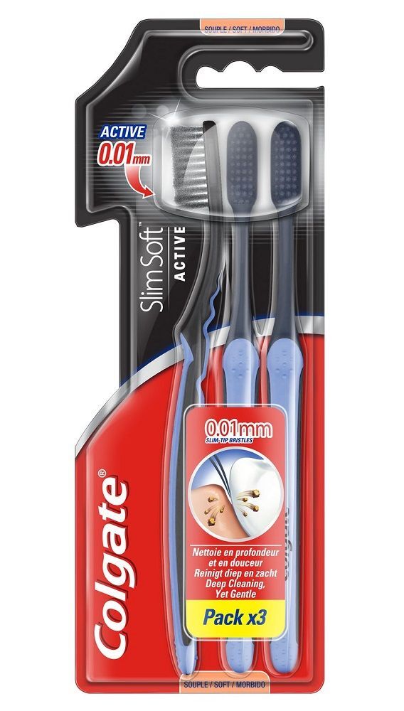 

Colgate Slim Soft Charcoalзубная щетка, 3 шт.