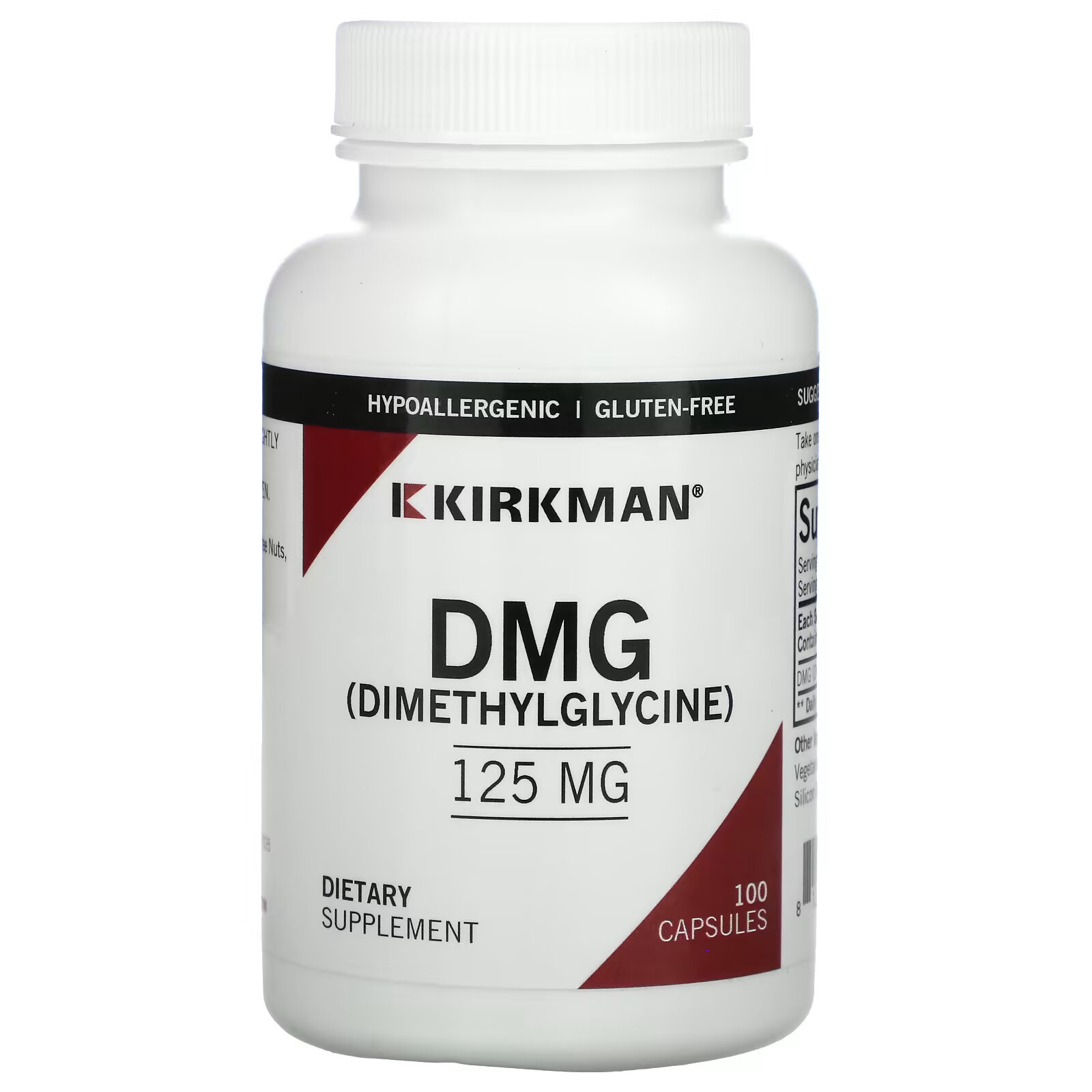 цена Kirkman Labs, ДМГ (Диметилглицин), 125 мг, 100 капсул