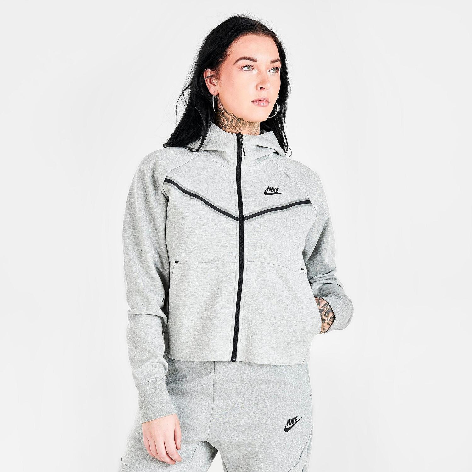 

Женская худи с молнией во всю длину Nike Sportswear Tech Fleece Windrunner, серый