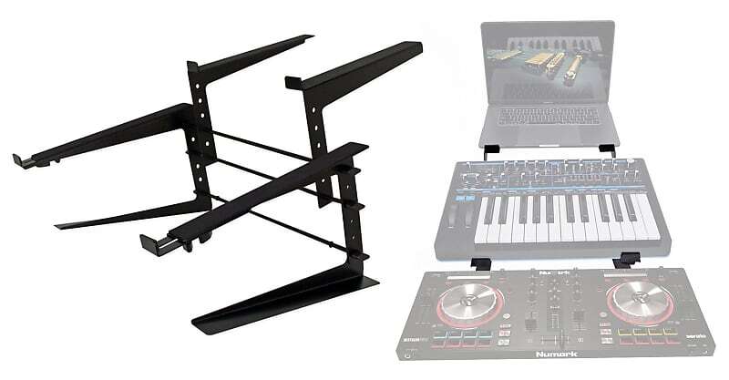 

Rockville Rock2d2 Регулируемая двойная полка DJ-контроллер Midi Keyboard Stand для ноутбука