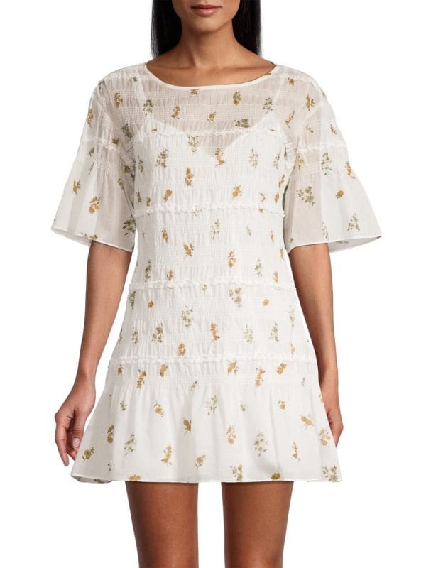 

Присборенное платье marigold fleur ines Rebecca Taylor Ivory combo