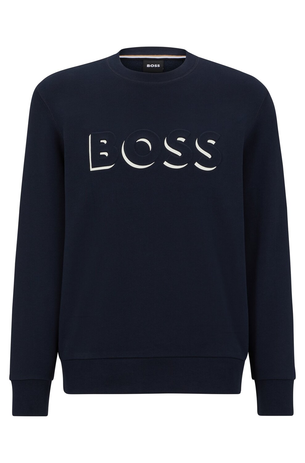 

Свитшот Hugo Boss Organic-cotton With Embossed And Printed Logo, темно-синий