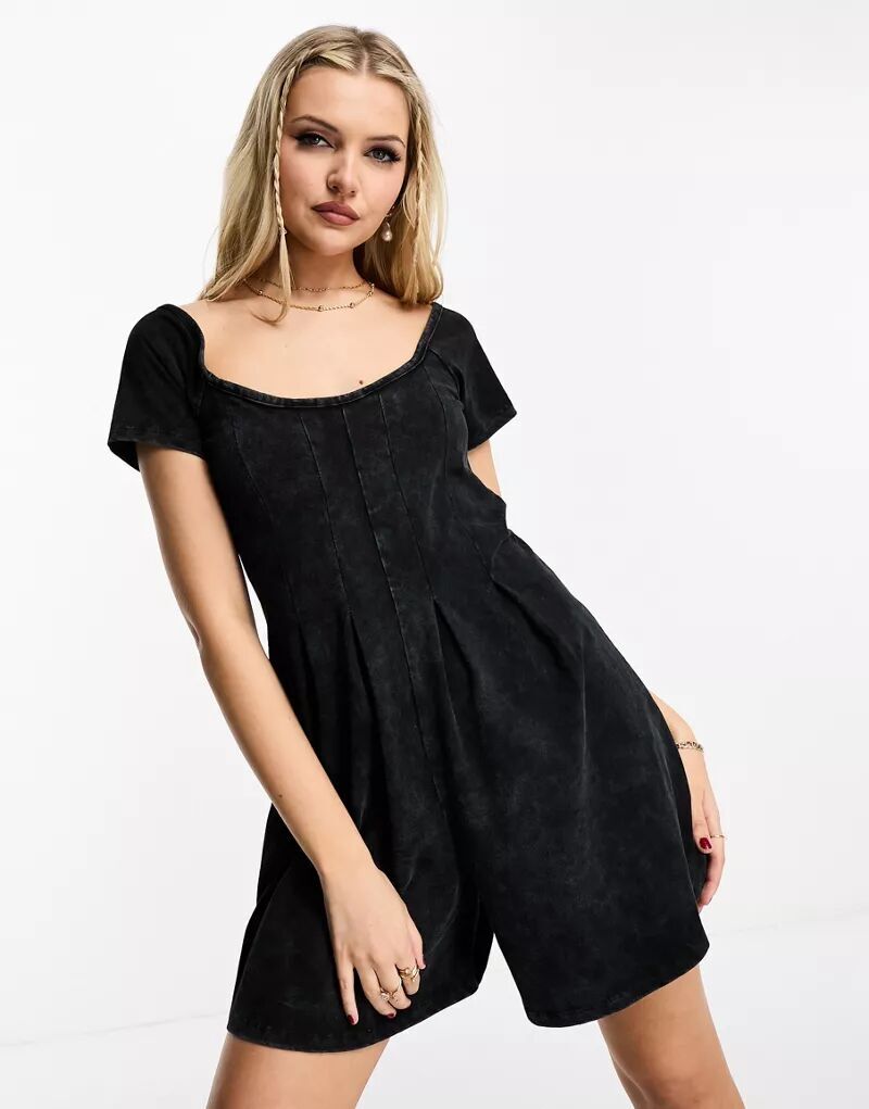 

Черный вязаный комбинезон-клеш ASOS